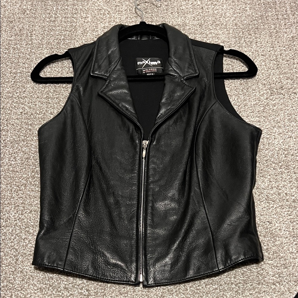 Leather Black Biker Vest